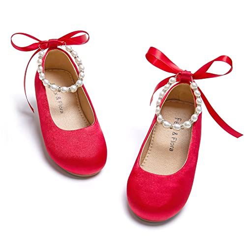 Image of Felix & Flora Girls Toddler Little Ballet Shoes - Flower Girls Mary Jane Flats Dress Shoes Party Wedding