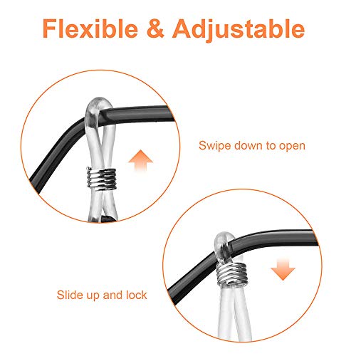 SCWJTF 4PCS Premium Nylon Eyeglass Straps, Adjustable Eyewear Retainers, Anti-slip Eyeglass Chains Lanyard, Sport Sunglass Retainer Holder Strap for Men and Women's, with 2 Pairs Eyeglass Ear Grips