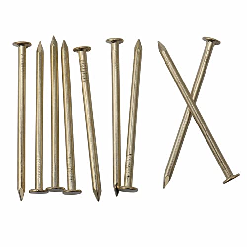 Image of JEGONFRI 120PCS 2 inch x 13Ga Brass Plated Nails for Hanging Pictures &Woodwork | Premium Carbon Steel Construction, Flat Head, Rust-Resistant Finish, Smooth Surface, Versatile Use For DIY And Repairs