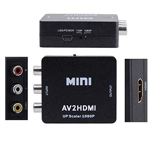 GLER RCA zu HDMI Konverter, 1080P Mini RCA Composite CVBS AV zu HDMI Video Audio Adapter, Unterstützt PAL/NTSC mit USB-Kabel für TV/Laptop/PC/PS3/PS2/Wii/Blue-Ray/STB/Xbox VHS/VCR/HDTV/DVD(Schwarz) – Bild 3