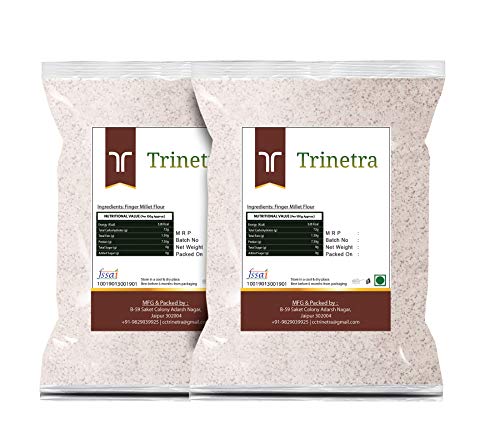 Image of Trinetra Ragi Atta (Finger Millet Flour) | Calcium & Fibre-Rich Millet Flour | 1Kg Each (Pack Of 2) 2000 g