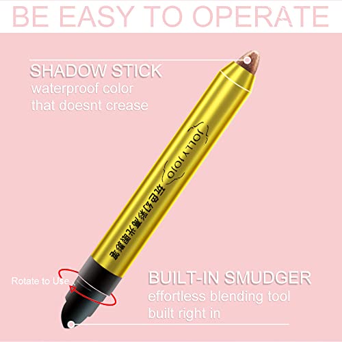 Etedes Eyeshadow Stick Cream,Matte And Shimmer Eyeshadow Pencil, With Soft Brush Waterproof Long Lasting Smoky Eye Makeup (Rose Gold) #TOP2