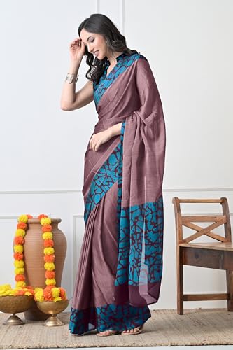 Image of MIRCHI FASHION Women Saree Abstract Print Chiffon | Breathable Lightweight Casual Sari for Regular Use and Office with Unstitched Blouse (Available in 25 Colors)