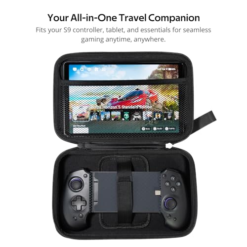 Image of abxylute Portable Nylon Carrying Bag S9 Gaming Phone Controller, with Mesh Pocket, Dual Zippers, Securing Band and Wrist Strap (Black)