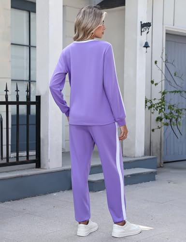 Image of Marvmys Women Long Sleeve Tracksuits Fashion 2 Piece Lounge Set Travel Outfits Jogger Set