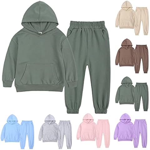Boys and Girls Clothing 2PCS Outfits Kids Sports Tracksuits Long Sleeve Pullover Hoodies Sweatshirt and Sweatpants Spring Fall Warm and Comfortable Suit (12Months-13Years) Beige Cover