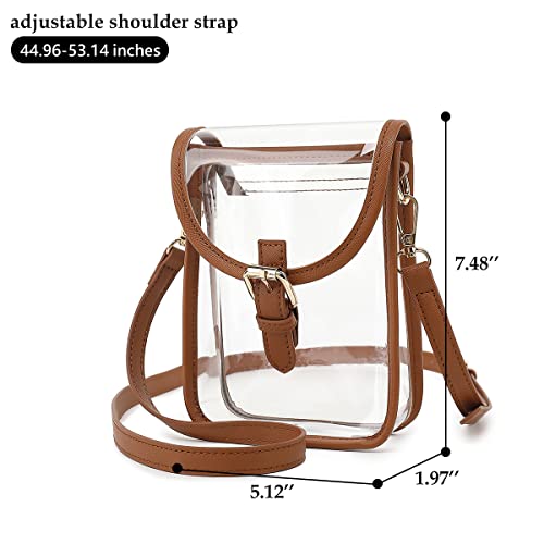 Image of FAIME Small Clear Bag Stadium Approved, Clear Crossbody Cell Phone Purses Bag with Adjustable Strap for Concerts