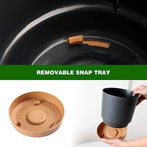 Whonline 3 Pack 8In Plant Pots Indoor, Black Plastic Flower Pots With Drainage Holes And Saucers, Modern Planters For Indoor Plants, Succulents, Flowers, Outdoor Clearance (Dark Blue-Grey) #TOP2