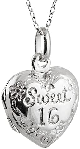 Sweet 16 Locket Necklace - 925 Sterling Silver 2 Photos Teen Girls Birthday New