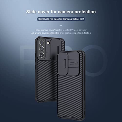 Image of Nilkin Classic Series Compatible for Samsung S22 Case with Camera Cover, [Camera Lens Protector] [Scratch-Resistant] [360 Full Protection] Shockproof Slim Phone Case (Black, S-22)