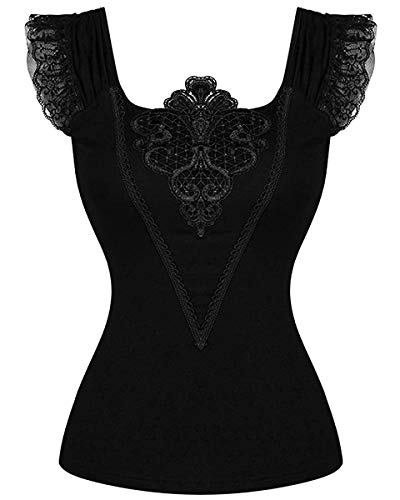 Dark In Love Femmes Gothique Haut Dentelle Noire Mancheron Lolita Steampunk Vintage - Noir, S/M - UK Womens Size 8-10 Cover