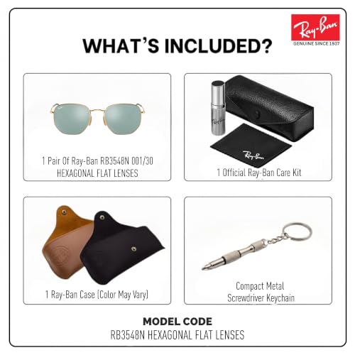 Image of Ray-Ban RB3548N HEXAGONAL FLAT LENSES Sunglasses w /Official Eyewear Kit