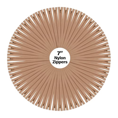 Image of Mandala Crafts 100 PCs Tan Closed-End 7 Inches Nylon Zippers for Sewing