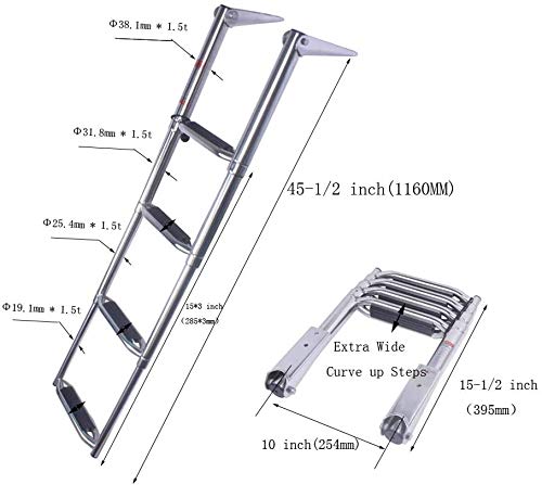image for HOFFEN 4 Steps Drop Down Boarding Ladder with Extra Wide Curve up Step
