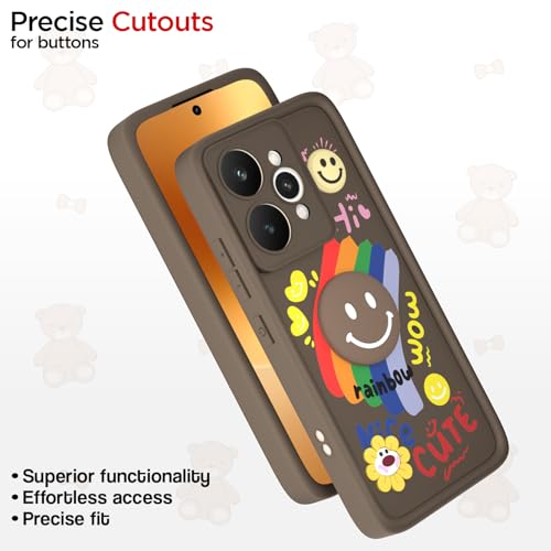 Image of Pikkme Back Cover for Realme 15 Pro 5G | Soft Silicone| Cute Rainbow Smile & 3D Cartoon Flower Design | Shockproof Raised Camera Protection Bumper Case (Brown)