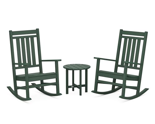 POLYWOOD Estate 3 Piece Rocking Chair Set Green