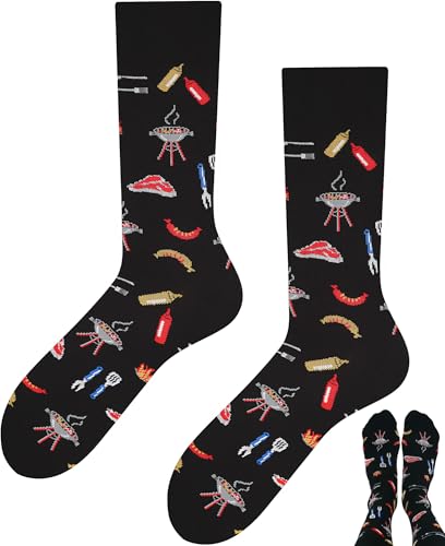 TODO Lustige Grill Socken Herren 43-46, Griller Socken mit Grill Geschenk Barbeque BBQ Grillen 43-46