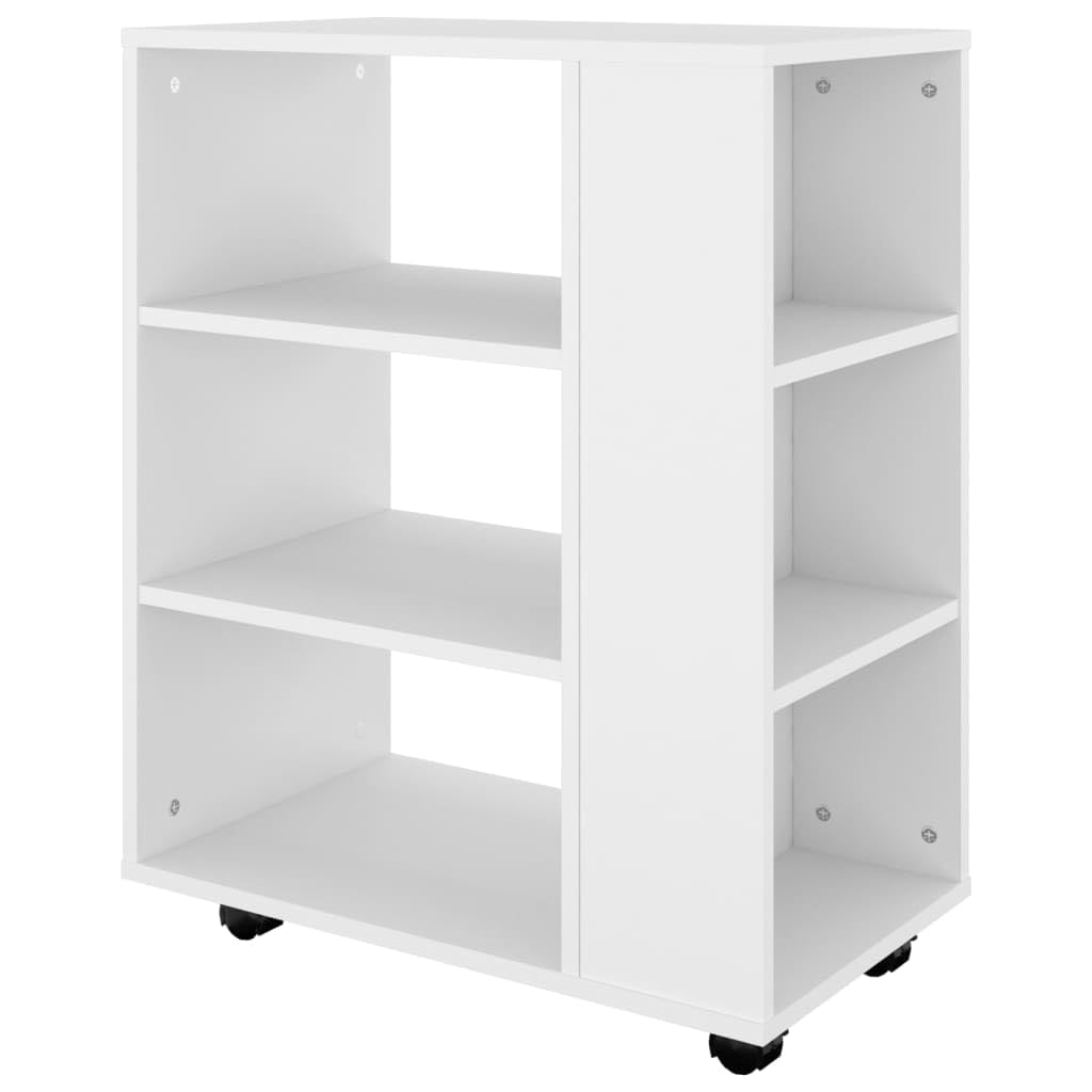 Armadio con ruote in legno bianco, 60 x 35 x 75 cm, con 4 ruote, 2 bloccabili, mobile multiuso per ufficio, soggiorno, camera da letto, spazio e ordine