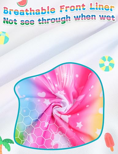 Image of TENVDA Girls Rash Guard Swimsuit Long Sleeve Bathing Suits with Shorts for 3-12 Years Old Kids