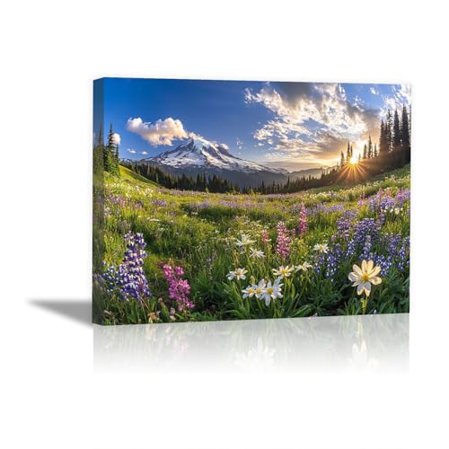 Toile prairie fleurie au lever de jour pour illuminer le couloir d'un studio