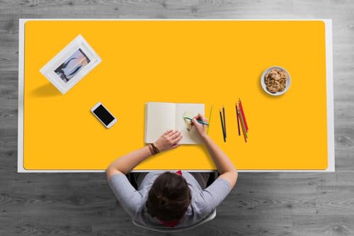 Tapis de bureau antidérapant en vinyle jaune pour éviter les rayures sur la table