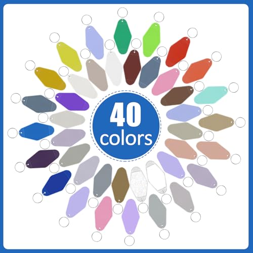 Image of LOTMER 20 /30 /40 /80 PCS Hotel Keychain Blank with Key Rings, 60 Colors Motel Key Chains for DIY Keychains