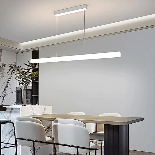 Lámpara colgante moderna LED lineal de tira larga para techo de comedor 4