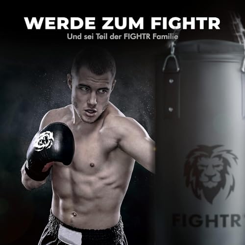 Foto von FIGHTR® Boxsack gefüllt/ungefüllt - extrem robust & langlebig | Boxsack Set inkl. 4-Punkt-Stahlkette für Boxen, Kickboxen, MMA, Muay Thai und weitere Kampfsportarten