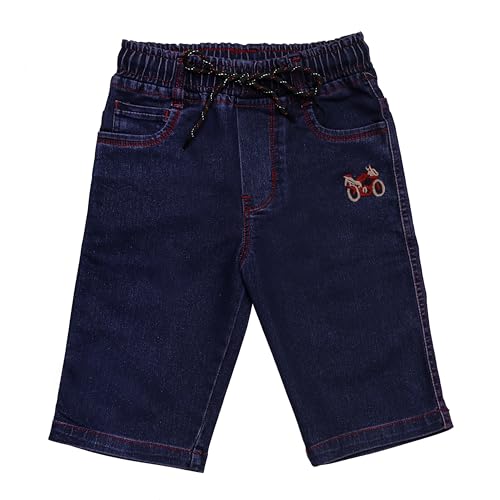 Image of Boys Regular fit,Light Blue,Drawstring Elastic Waistband,Stretchable Cotton Denim, Clean Look,Casual,Below Knee Length, 3 /4 Shorts