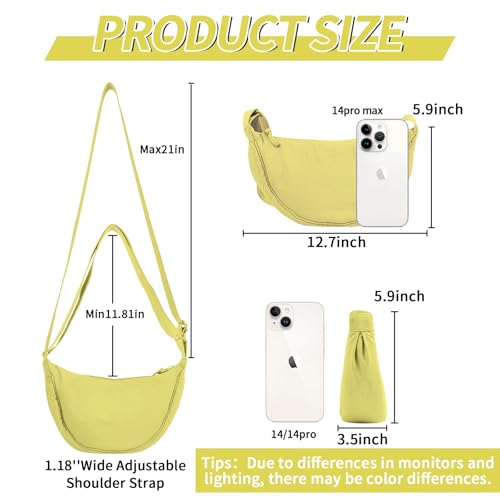 Image of Nylon Crescent Crossbody Bag for Women Purses Trendy Men,Small Travel Sling Bag Hobo