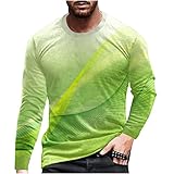 Herren Langarmshirt Shirt Lässige Männer Rundhals Langarmshirt Lustig Hemd Bluse Männer Herren Mode 3D Druck Langarmshirt T Shirt Slim Fit Knöpfe Basic T-Shirts Karneval