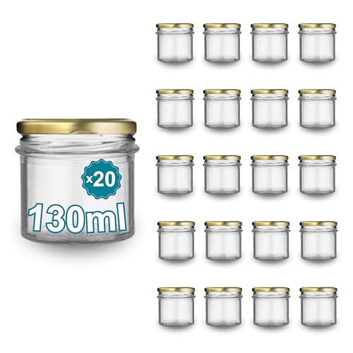 Espirito Rebelde 20x Tarros Cristal para Conservas con Tapa 130ml - Bote Miel, Bodas