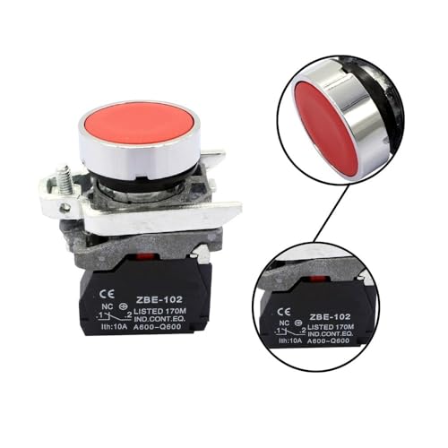 Interrupteur bouton-poussoir encastré rouge BA42 pour tableau de commande atelier