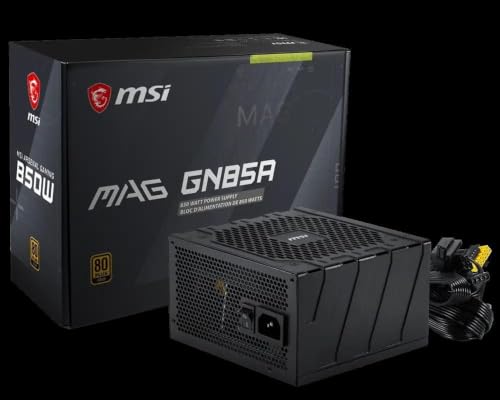 Image of MSI MAG GN85A Gaming Power Supply - 80 Plus Certified 850W - Non-Modular - Low Noise ATX PSU