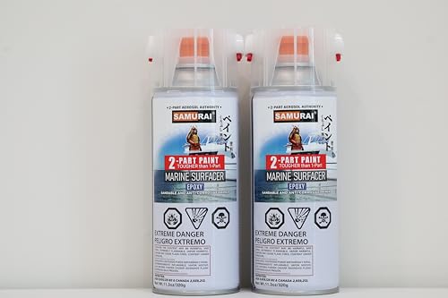 SAMURAI 2-Part Epoxy Primer for Marine Surfacer Spray Paint (Primer White, Pack of 2 Cans)