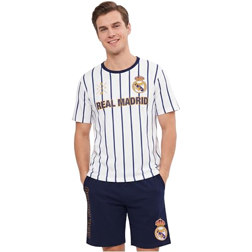 Get Trend Real Madrid FC Pyjama Homme, Deux Pièce T-Shirt Manche Courte et Pyjama Short, Foot Gaming Merchandise, Cadeau Homme (Real Madrid, Blanc/Bleu...