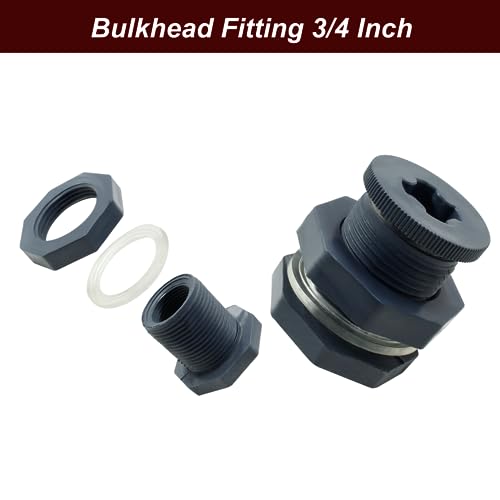 Image of 2pcs NPT3 /4 PVC Bulkhead Fitting with Plugs, 3 /4 Inch Plastic Water Tank Connector Threaded Thru-Bulk Pipe Fittings for Rain Barrels, Aquariums, Bucket Hose Adapter, Ponds, Pools