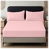 2 Pack Anti-Allergy Anti-Bacterial Brushed Microfibre Fitted Bed Sheet - 28cm Depth, Easy Care, Fade Resistant (Pink, 4ft Small Double) - Image 9