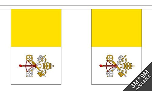 Flagtex Vatican City Fabric Bunting – 9m with 30 Flags – Indoor & Outdoor Decoration – String Flags Banners Holy See Papal Southern Europe Microstate — image 1