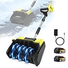 Electric Snow Shovel, 21V Electric Snow Blower with Battery and Charger, 19FT Throw Distance, Lightweight 9.9lb for Driveway, Steps, Patio, Sidewalk(Yellow)