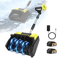 Electric Snow Shovel, 21V Electric Snow Blower with Battery and Charger, 19FT Throw Distance, Lightweight 9.9lb for Driveway, Steps, Patio, Sidewalk(Yellow)