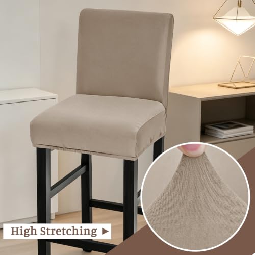 Image of FUANGUI Bar Stool Covers Set of 2, Waterproof Stretch Bar Stool Seat Covers | Washable Removable Bar Chair Covers with Backs Slipcovers, Bar Chair Covers Square for Kitchen Dining Room Cafe