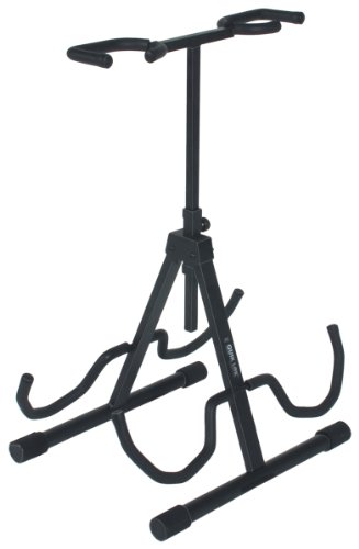 Quik Lok dinámico con cuello flexible/694 soporte para guitarra doble con altura ajustable soporte para cuello - negro