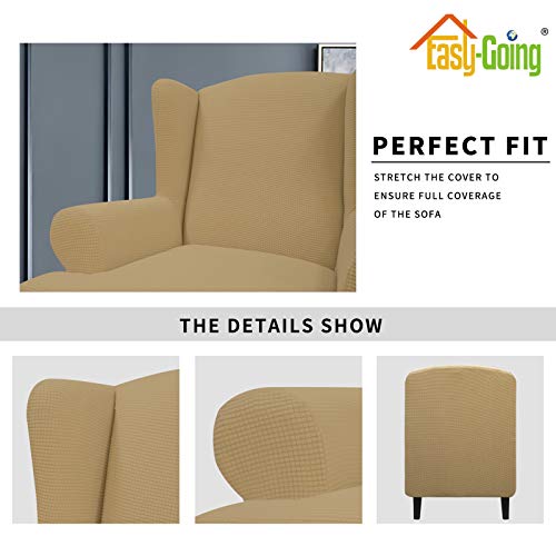Image of Easy-Going Stretch Large Wingback Chair Sofa Slipcover Golden