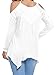 MIHOLL Womens Long Sleeve Tunic Tops Lace Off Shoulder Casual Loose Blouses Shirts (X-Large, White)
