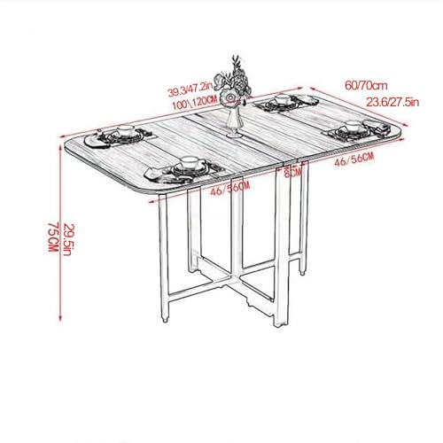 Table de salle à manger pliante bois solution petits espaces cuisine 100 cm - 3