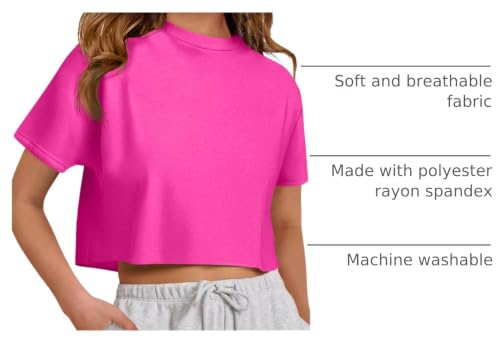 Image of ZDC Girls Athletic Oversized Crop Tops Kids Drop Shoulder Short Sleeve T Shirts Workout Tees