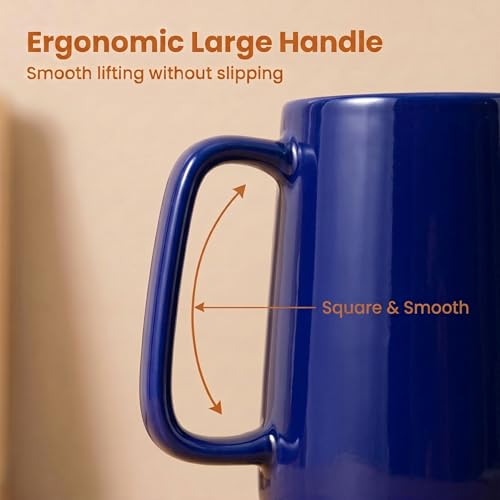 Taza de café extra grande 24 oz cerámica azul miniatura 3