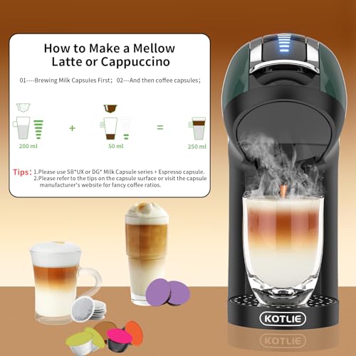 Image of KOTLIE Espresso 5in1 Single Serve Coffee Maker, 19Bar Cappuccino&Latte Maker, Cold&Hot Brewing Coffee Machine for K*cup /NES*presso Original /D*olce G*usto /Ground Coffee /44mm ESE(Dark Green)