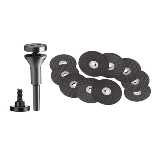 10Pcs 3 inch Cut Off Wheels with 1/4 in Mounting Mandrel Kit for Die Grinder, Metal Cutting Discs for Rotary Tool Drill Attachment Cutter Die Grinder Accessories